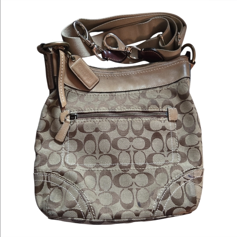 Coach Y2K Signature Khaki Tan Canvas 10403 Crossbody W Leather Trim